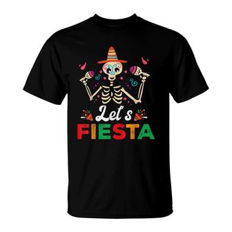 Lets Fiesta Mexican Sombrero Skull Margarita Senorita T-Shirt - Seseable