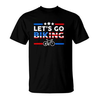Lets Go Biking Us Flag T-Shirt | Mazezy