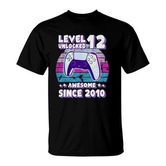 Level 12 Unlocked Bday Gamer Boy Girl 12 Years Old Birthday T-Shirt - Seseable
