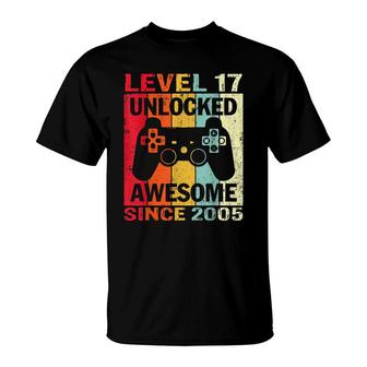 Level 17 Unlocked Awesome Sice 2005 17Th Birthday Video Game T-Shirt - Seseable