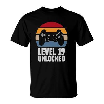 Level 19 Unlocked 19Th Birthday 19 Years Old Video Gamer T-Shirt - Seseable