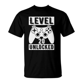 Level 20 Unlocked And Happy 20Th Birthday Since I Was Born In 2002 T-Shirt - Seseable