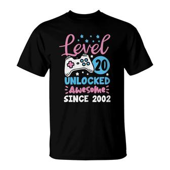 Level 20 Unlocked Awesome 2002 20Th Birthday Girl Video Game T-Shirt - Seseable
