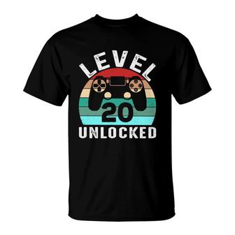Level 20 Unlocked Since I Was Born In 2002 And Happy 20Th Birthday T-Shirt - Seseable