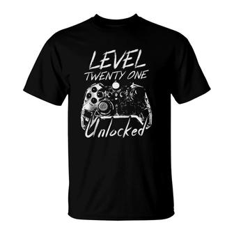 Level 21 Unlocked - 21 Years Old Gamer Funny Birthday Zip T-Shirt - Seseable