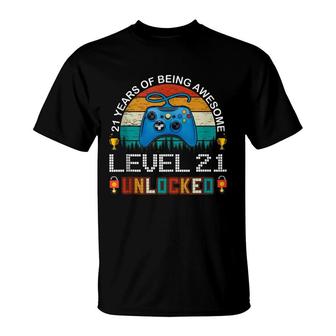Level 21 Unlocked 21St Birthday Gamer Graphic Plus Size T-Shirt - Seseable