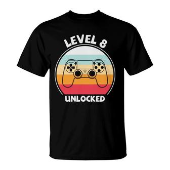 Level 8 Unlocked Very Quickly And Happy 8Th Birthday T-Shirt - Seseable