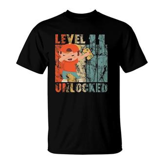 Level Unlocked-11Th Birthday Boy Dabbing Video Gamer T-Shirt | Mazezy