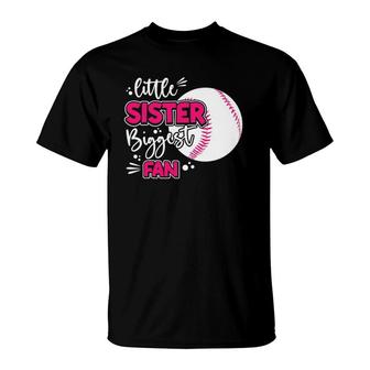 Little Sister Biggest Fan Baseball Season For Girl Siblings T-Shirt | Mazezy