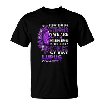 Lupus Awareness Purple Ribbon Sunflower Lupus Warrior Women T-Shirt - Seseable
