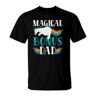 Magical Bonus Dad Proud Stepfather Cute Unicorn Step Dad T-Shirt - Seseable