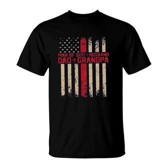 Man Of God Husband Dad Grandpa American Flag Awesome 2022 T-shirt - Thegiftio UK