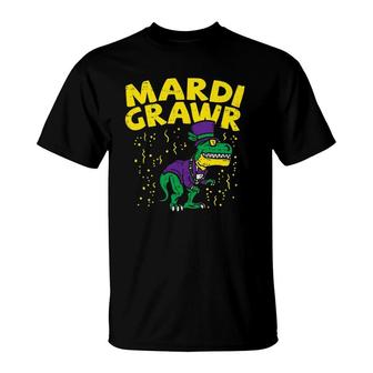 Mardi Grawrrex Dinosaur Funny Mardi Gras Carnival Boys T-Shirt - Seseable
