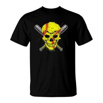 Matching Family Softball Skull Costume Halloween Funny T-Shirt - Seseable