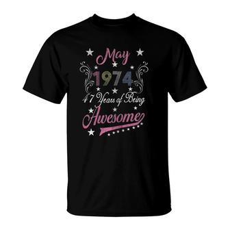 May 1974 47Th Birthday Gift Retro 47 Years Old T-Shirt - Seseable