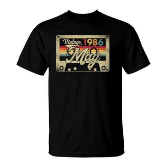 May 1986 35Th Birthday 35 Years Old Retro Vintage Cassette T-Shirt - Seseable