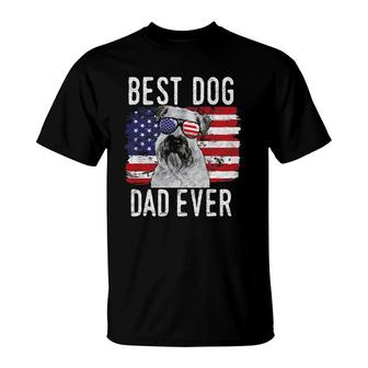 Mens American Flag Best Dog Dad Ever Soft Coated Wheaten Terrier T-Shirt - Seseable
