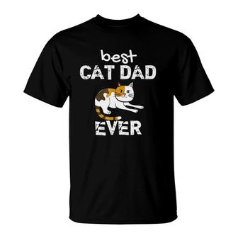 Mens Awesome Best Cat Dad Ever Mens Cat Lover T-Shirt - Seseable
