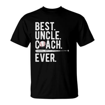 Mens Baseball Best Uncle Coach Ever Proud Dad Daddy Fathers Day T-Shirt - Seseable
