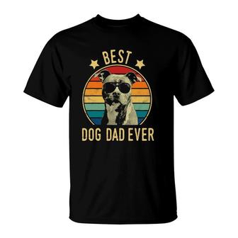 Mens Best Dog Dad Ever Staffordshire Bull Terrier Fathers Day T-Shirt - Seseable