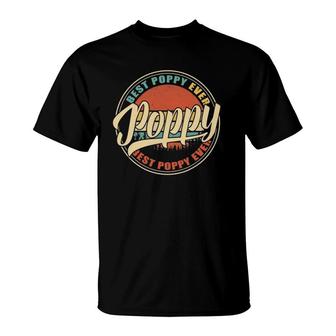 Mens Best Poppy Ever Vintage Retro Funny Gifts Dad Papa Grandpa T-Shirt - Seseable