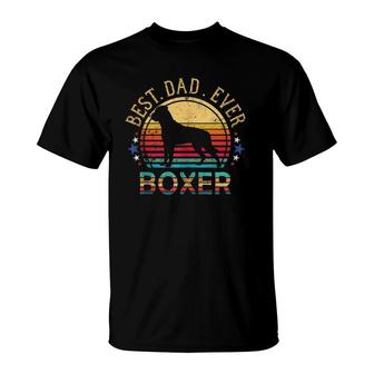 Mens Boxer Dad Best Dog Dad Ever Retro Vintage Funny Father T-Shirt - Seseable