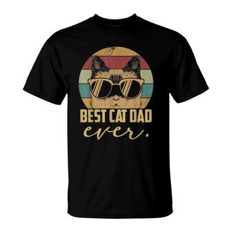 Mens Cat Daddy Fathers Day Vintage Best Cat Dad Ever T-Shirt - Seseable