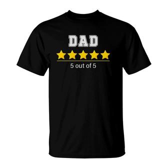 Mens Dad 5 Stars Cool Funny Family Fathers Day Gift For Father T-Shirt - Seseable