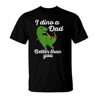 Mens Dad Of Five Funny Dinosaur Fathers Day Joke Gift Mens T-Shirt - Seseable