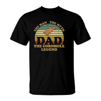 Mens Fathers Day Funny Vintage Dad Man Myth Cornhole Legend T-Shirt - Seseable