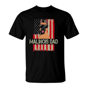 Mens Funny Belgian Malinois Dad American Flag 4Th Of July T-Shirt - Seseable