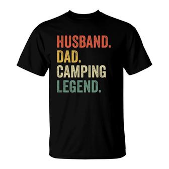 Mens Funny Camper Husband Dad Camping Legend Vintage Fathers Day T-Shirt - Seseable