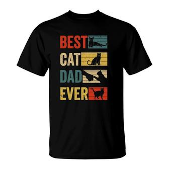 Mens Funny Vintage Cat Daddy Tee Fathers Day Best Cat Dad Ever T-Shirt - Seseable