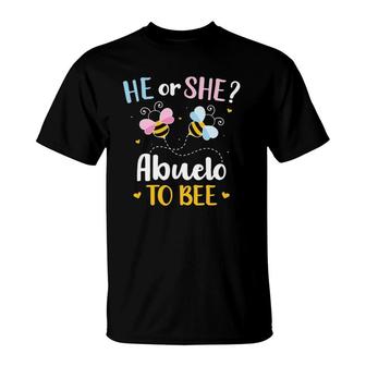 Mens Gender Reveal He Or She Abuelo Matching Family Baby Party T-Shirt | Mazezy