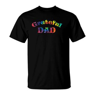 Mens Grateful Dad Fathers Day Tie Dye Letters For Dads T-Shirt - Seseable