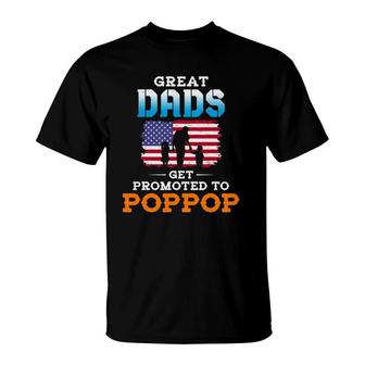 Mens Great Dads Get Promoted To Poppop Grandpa T-Shirt - Seseable