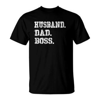 Mens Husband Dad Boss Funny Fathers Day Gift Tee T-Shirt - Seseable