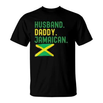 Mens Jamaican Dad Fathers Day Husband Daddy Jamaica Flag T-Shirt - Seseable