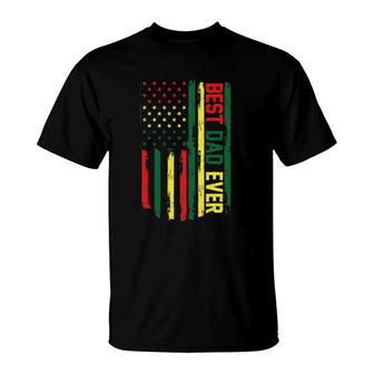 Mens Juneteenth Best Dad Ever American Flag For Fathers Day T-Shirt - Seseable