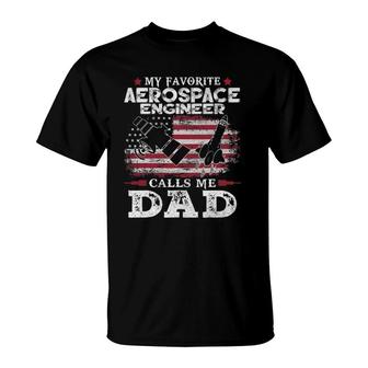Mens My Favorite Aerospace Engineer Calls Me Dad Usa Flag Father T-Shirt - Seseable