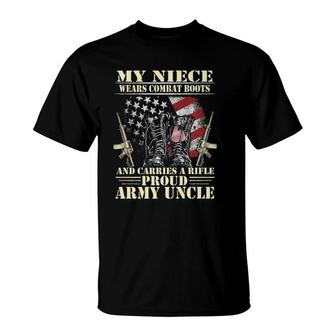 Mens My Niece Wears Combat Boots - Proud Army Uncle Veteran T-Shirt | Mazezy