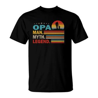 Mens Opa Man Myth Vintage Opa Legend Fathers Day Gift T-Shirt - Seseable