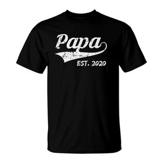 Mens Papa Est 2020 Vintage New Papa Fathers Day Gifts T-Shirt - Seseable
