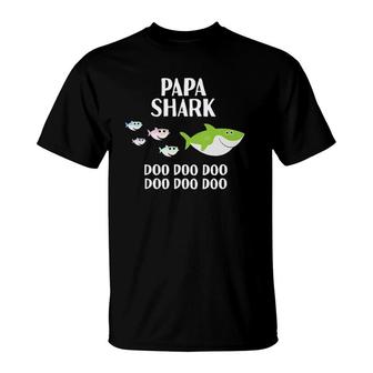 Mens Papa Shark Doo Doo Papa Gifts For Grandpa Fathers Day T-Shirt - Seseable