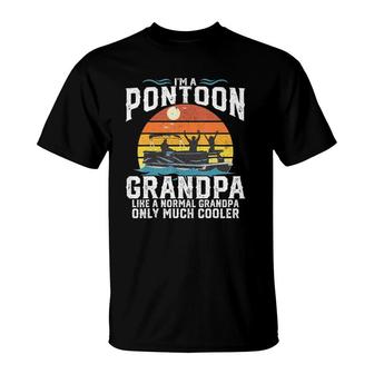 Mens Pontoon Grandpa Captain Retro Funny Boating Fathers Day Gift T-Shirt - Seseable