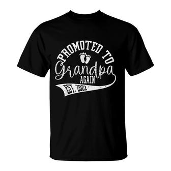 Mens Promoted To Grandpa Again 2022 Cute New Grandpa For Men T-Shirt - Seseable