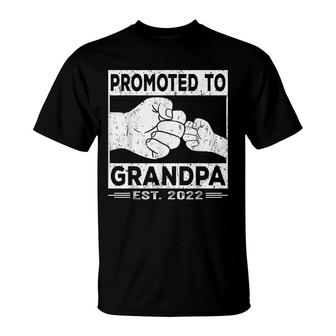 Mens Promoted To Grandpa Est 2022 Funny New First Grandfather T-Shirt - Seseable
