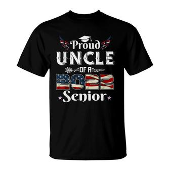 Mens Proud Uncle Of A 2022 Senior School Graduation Usa Flag T-Shirt - Seseable