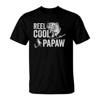 Mens Reel Cool Papaw Fishing Fathers Day Gifts T-Shirt - Seseable