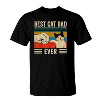 Mens Vintage Best Cat Dad Ever Bump Fit Classic T-Shirt - Seseable